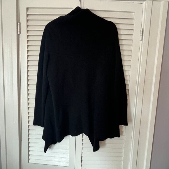 Lafayette 148 women's medium long cardigan duster waterfall black fine wool - Picture 5 of 10